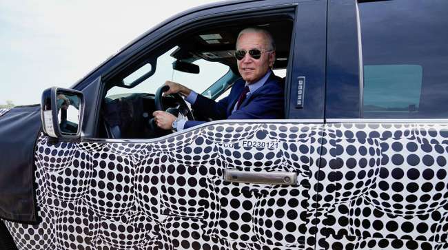Joe Biden behind wheel