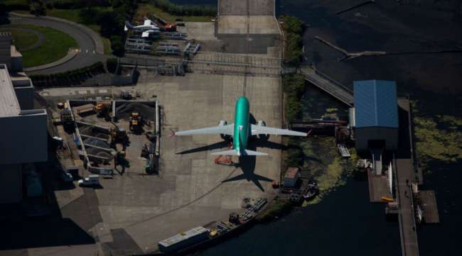 A Boeing 737 Max airplane is seen parked at a Boeing facility in Washington in August 2019.