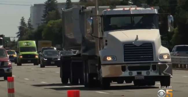 Truck in traffic in California