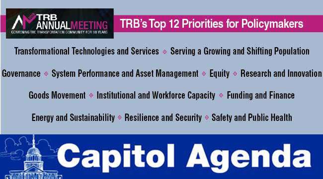 Graphic of TRB's Top 12 issues for policymakers 2019