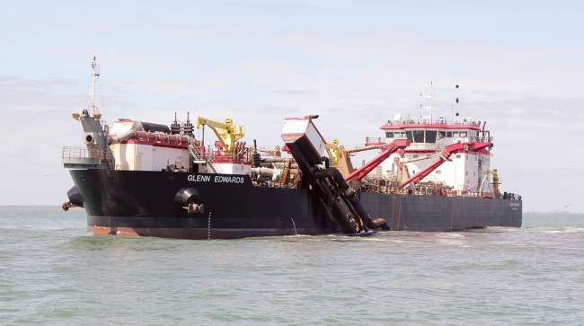 The Glenn Edwards performs dredging operations in Charleston Harbor