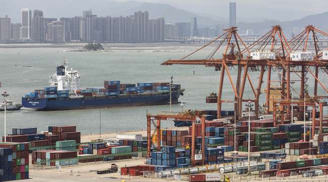 A containership at the Haitian Container Terminal in China.