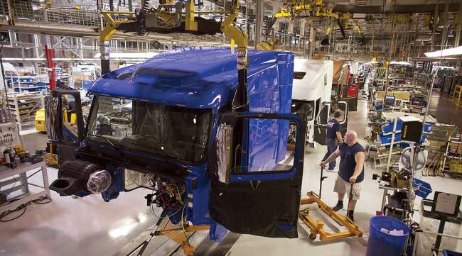 Truck on production line at Volvo plant