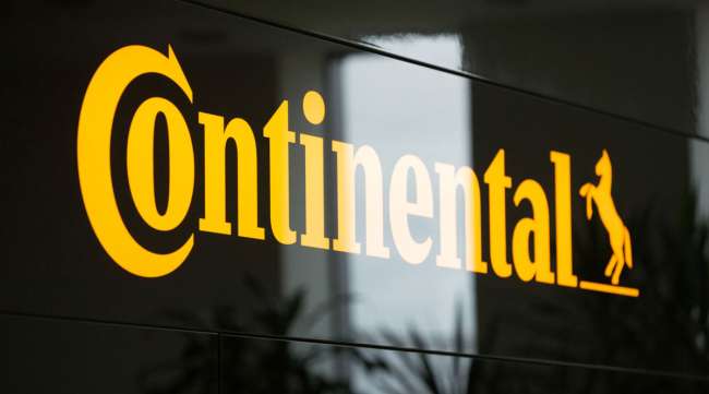 A Continental logo sits on display.