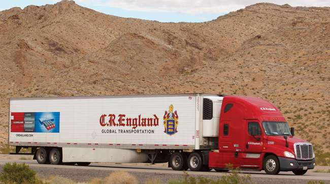 C.R. England truck on I-15 outside Las Vegas
