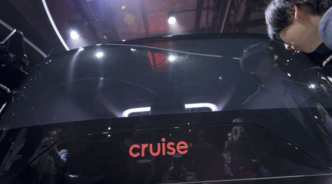 A Cruise Origin electric driverless shuttle
