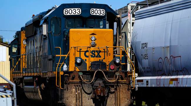 A CSX train engine