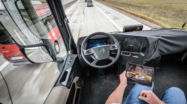 A driver in Daimler's autonomous truck