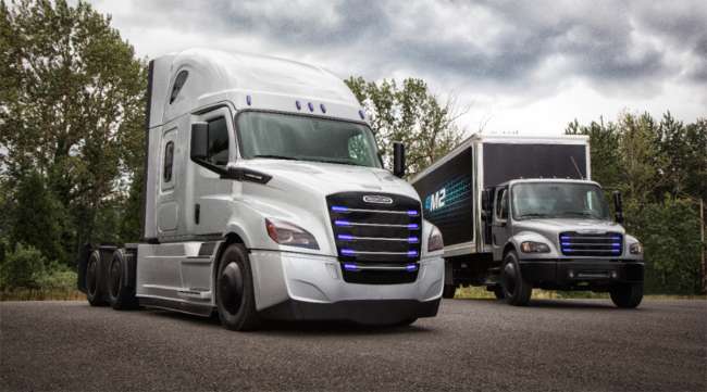 The Freightliner eCascadia and eM2 electric vehicles