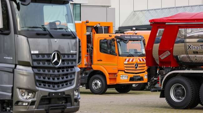 outside the Daimler AG truck factory in Woerth, Germany