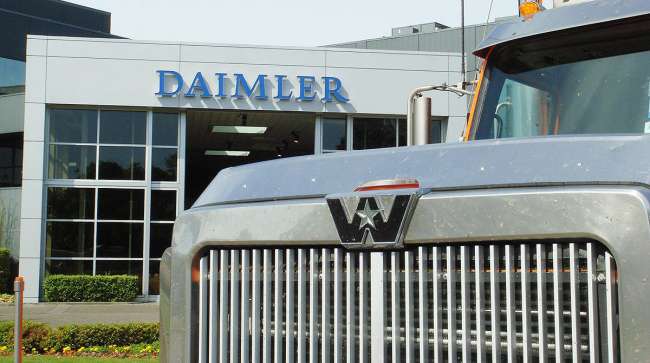 Daimler building and Western Star truck