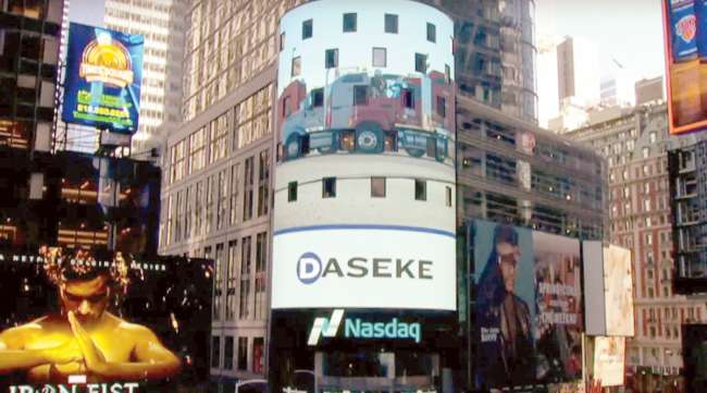 Daseke mentioned on a Times Square billboard