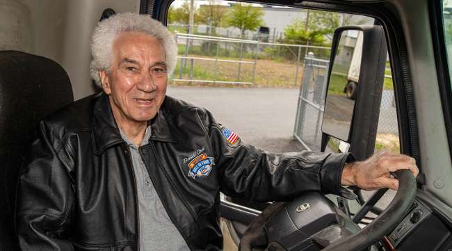 YRC Freight Driver Don Cook, wearing his Hall of Fame jacket