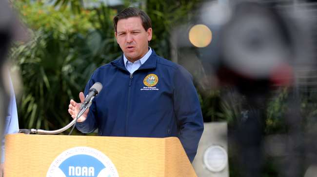 Florida Gov. Ron DeSantis gives a press release ahead of Hurricane Dorian.