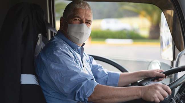 driver wearing mask