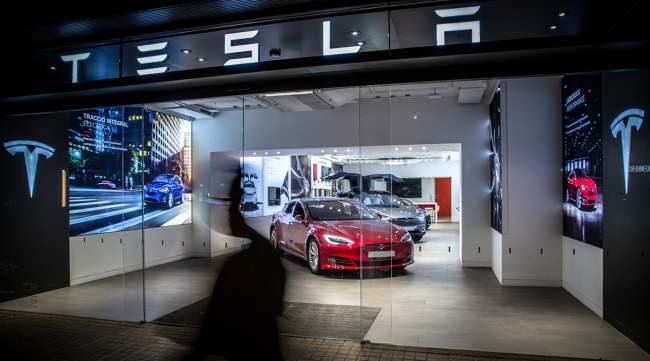 Tesla cars for sale in Barcelona. (Angel Garcia/Bloomberg News)