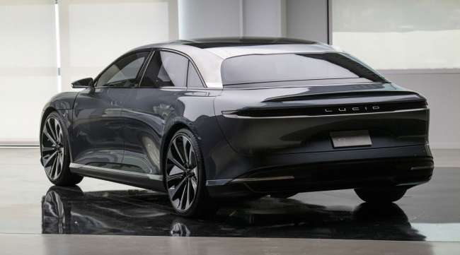 The Lucid Motors Air prototype electric vehicle stands at the company's headquarters in Newark, Calif.