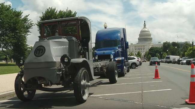 WWI-era and modern trucks in Washington