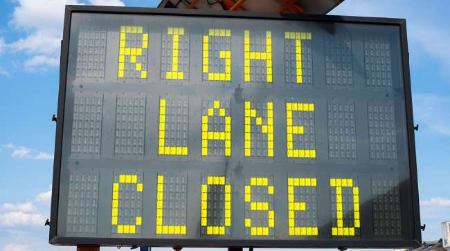 Lane closure sign