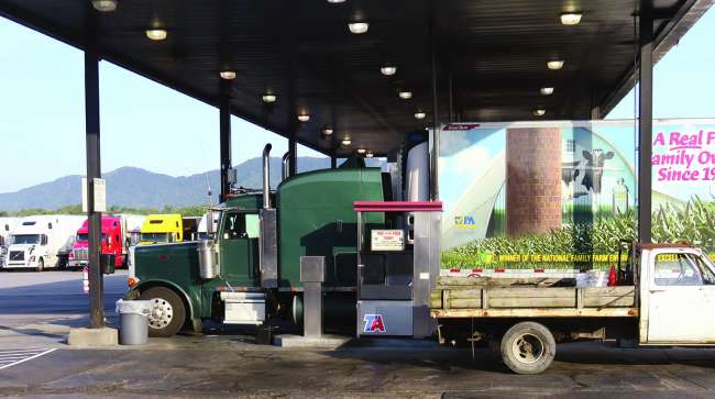 Trucks at fuel station