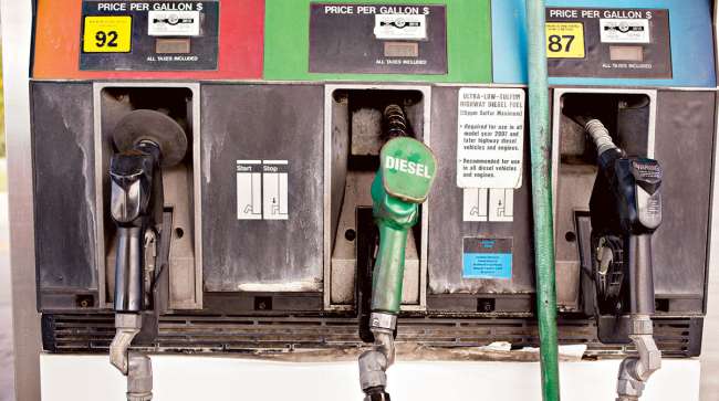 Fuel pumps at a filling station