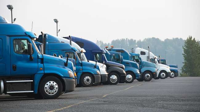 Trucks lined up