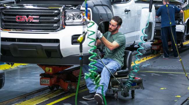 A General Motors Wentzville Assembly employee at work