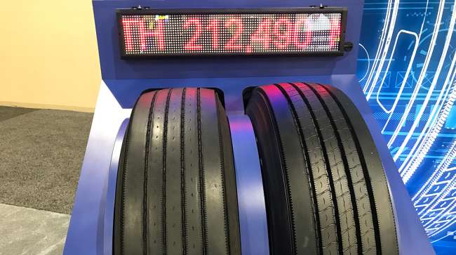 The actual Goodyear Endurance LHS that ran 212,490 miles (left) is shown with a new Endurance LHS.