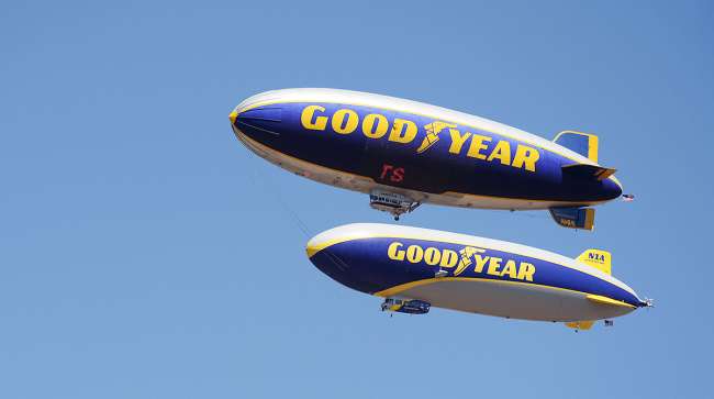Two Goodyear blimps