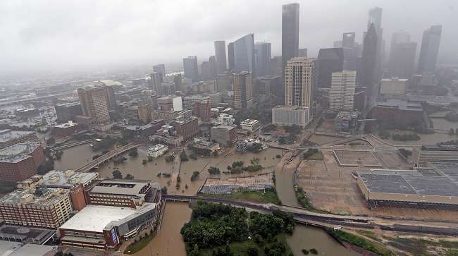 Aerial of Houston after Harvey