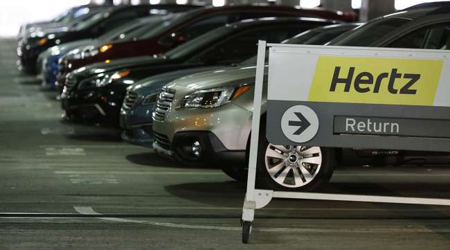Vehicles at a Hertz rental location at the airport in Charlotte, N.C.