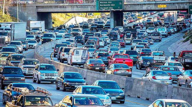 Heavy traffic on Los Angeles highway