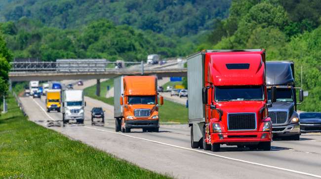 Trucks on an interstate in Tennessee