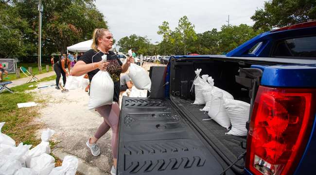 Tampa-area woman loads sandbags