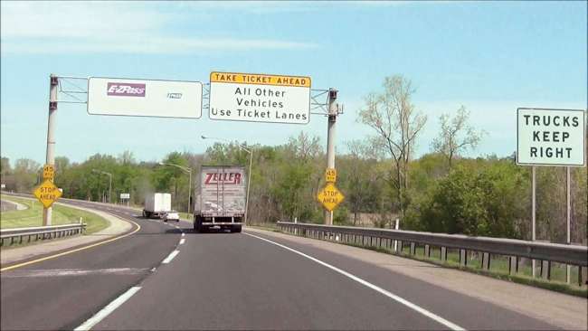 A truck travels Indiana Toll Road