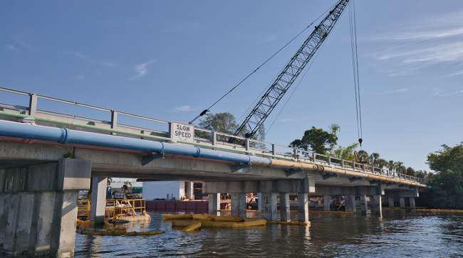 Construction on a bridge in St. Petersburg, Fla.
