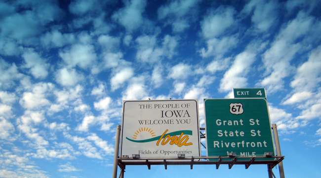 Iowa highway sign