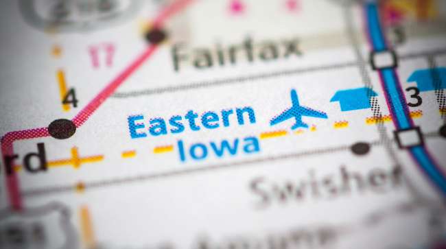 Map showing Eastern Iowa Airport