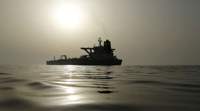 An oil tanker in the Mediterranean sea