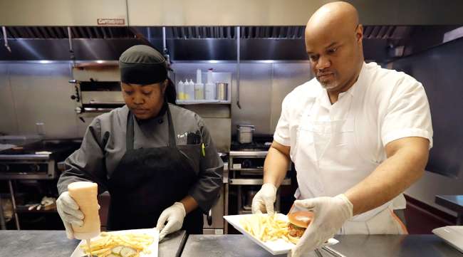 Chef and trainee at Inspiration Kitchens in Chicago