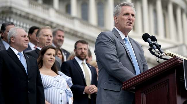 House Minority Leader Kevin McCarthy speaks during a news conference