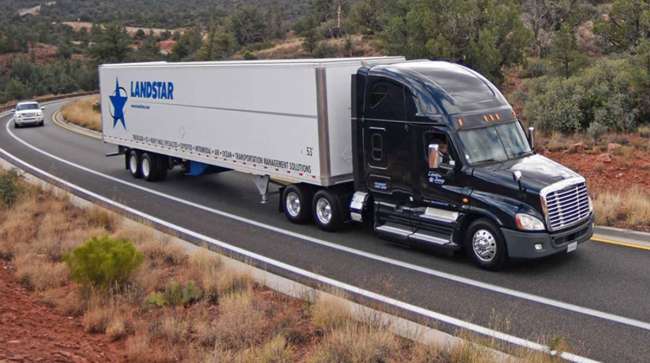 Landstar truck on highway