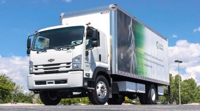 Lightning EMotors offers an electric powertrain on a Chevrolet 6500XD Low Cab Forward Class 6 truck.