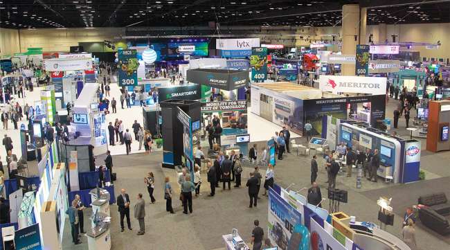 The exhibit hall floor at the Mid-America Trucking Show
