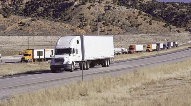 A truck travels through a bypass