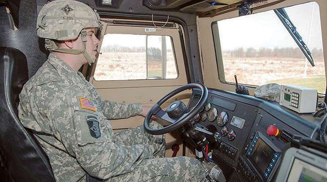 Soldier driving a truck