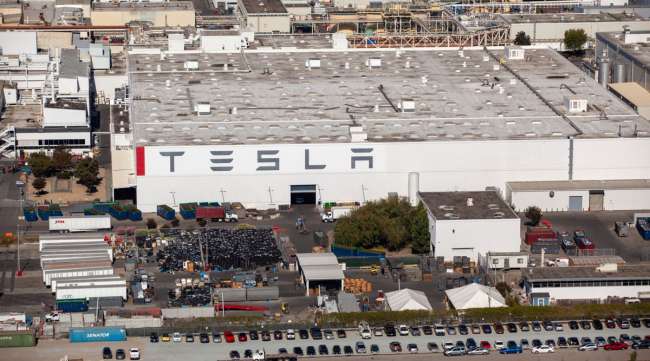 The Fremont, Calif., Tesla assembly plant in October 2019.
