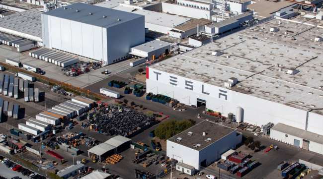 The Tesla assembly plant in Fremont, Calif.