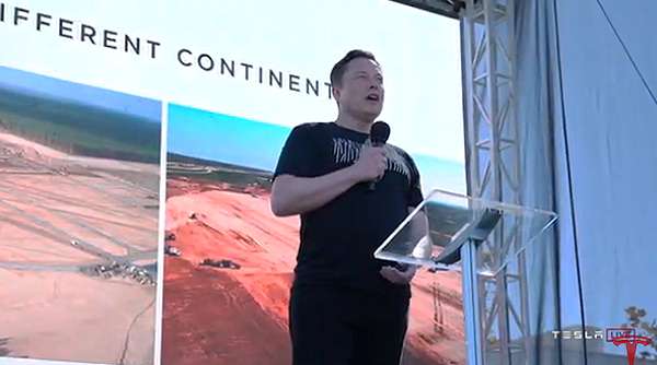 Tesla CEO Elon Musk on stage at September 2020 shareholders meeting