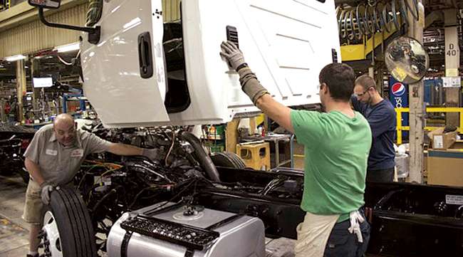 A cab on the assembly line at the Navistar plant in Springfield, Ohio.